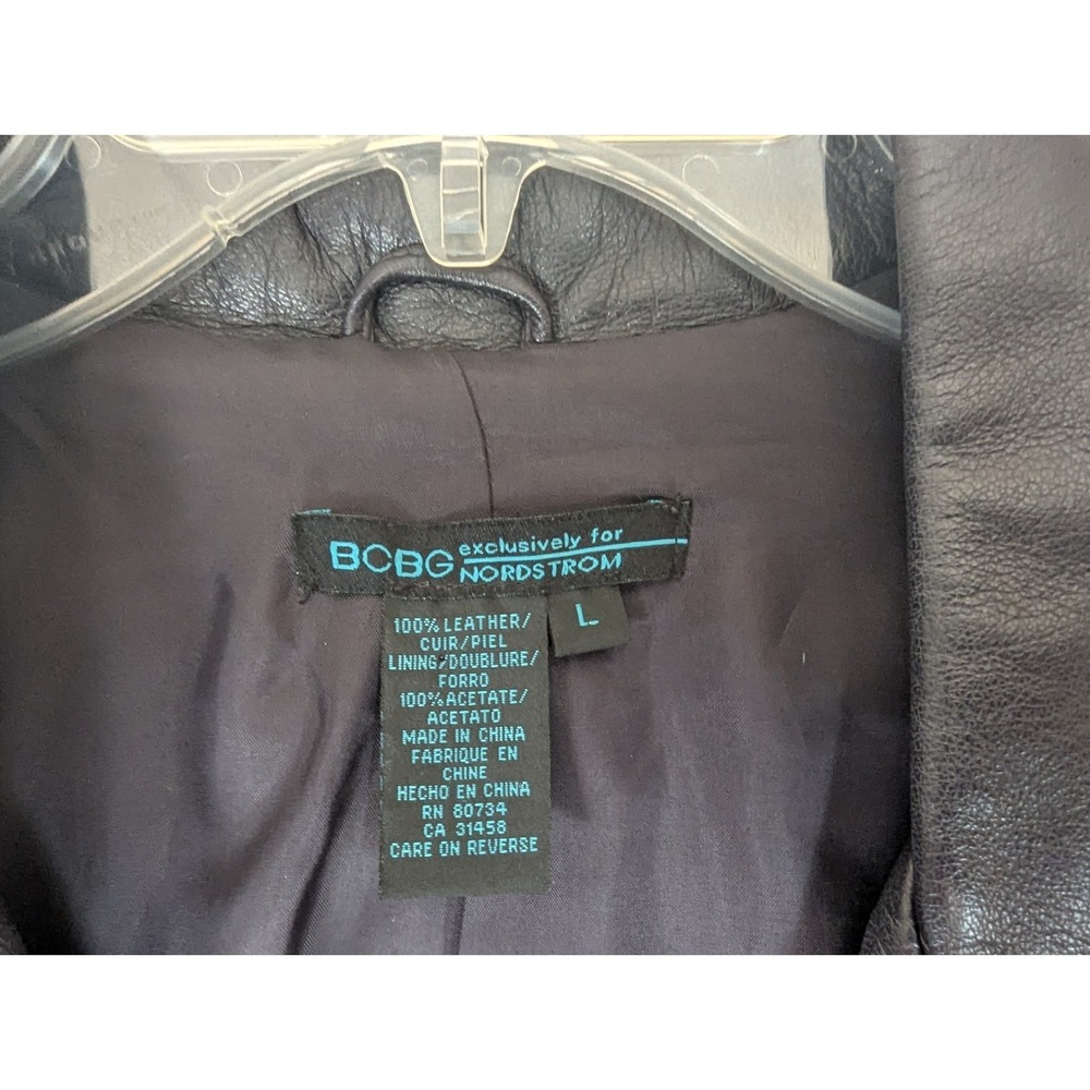 BCBG Exclusively Nordstrom 100% Leather Jacket Womens L One Button Blaze Purple - Picture 5 of 9